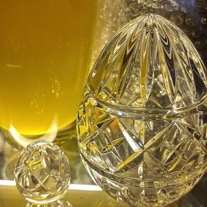 Egg Bohemian Czech Paper Weight and small Egg by Waterford Set